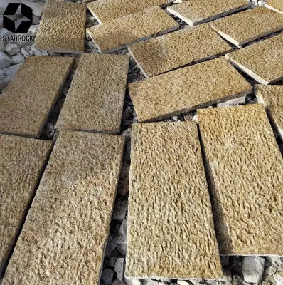 Antique Style Rough Surface Yellow Granite Paving Stone for outdoor Pavers