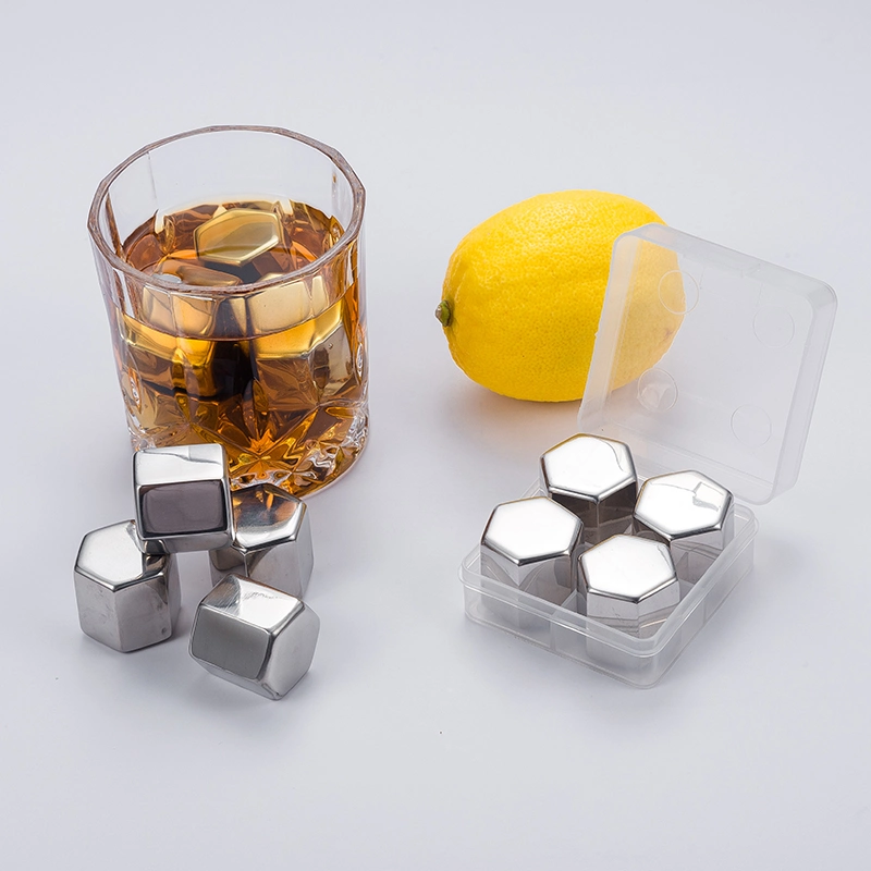 Amazon Hot Selling Whiskey Stones with Tongs 304 Stainless Steel Ice Cube for Bar Chilling Whiskey Rocks Gift Set